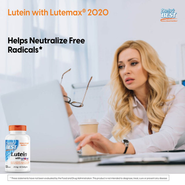 Doctor'S Best Lutein Featuring Lutemax, Non-Gmo, Gluten Free, Soy Free, Eye Health, 20 Mg, 60 Softgels