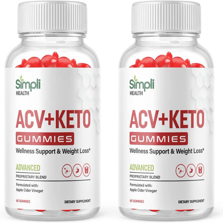 (2 Pack) Simpli Health ACV Keto Gummies - Energy & Focus Boosting Dietary Supplements for Weight Management & Metabolism - Fat Burn - 120 Gummies