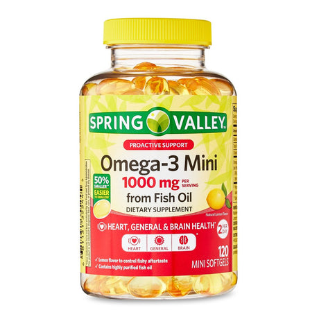 Spring Valley Proactive Support Omega-3 Mini from Fish Oil Dietary Supplement, 1000 Mg, 120 Count