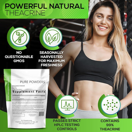 Theacrine Powder | 99% Pure | 25 Grams Pouch | Energy Supplement for Adults - Advanced Focus Support for Concentration - Clean, Natural Pre Workout Supplement for Men and Women | 3Rd Party Lab Tested