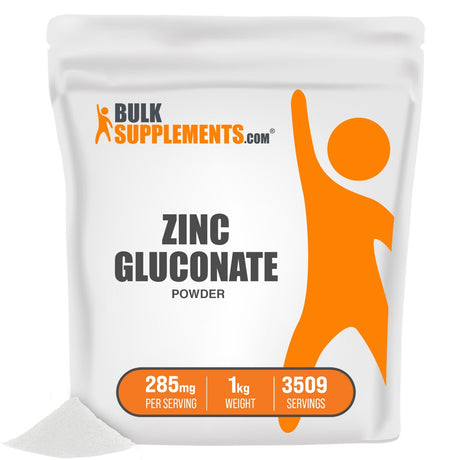 Bulksupplements.Com Zinc Gluconate Powder - Vitamin Zinc - Vegan Zinc - Raw Zinc - Elemental Zinc - Pure Zinc (1 Kilogram - 2.2 Lbs)