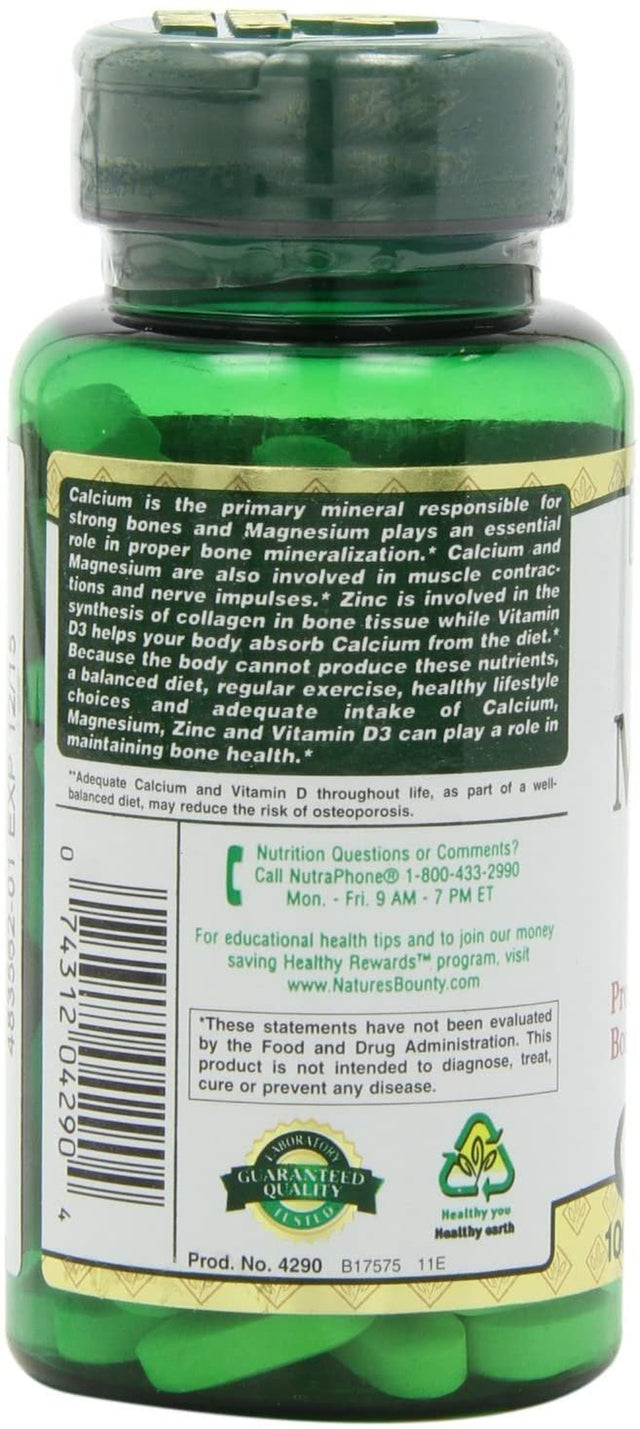 Nature'S Bounty Calcium Magnesium Zinc Caplets, 100 Ea (Pack of 2)