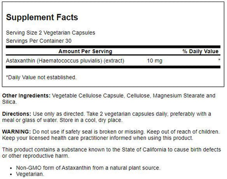 Kal Astaxanthin 10 Mg 60 Veg Caps