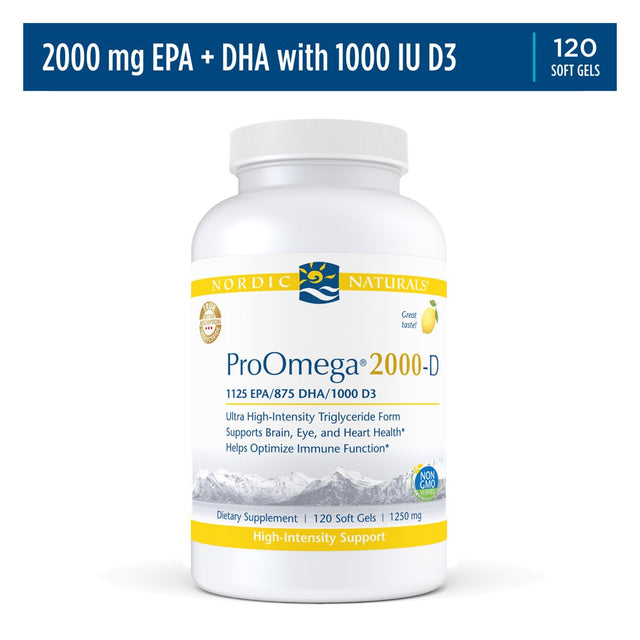 Nordic Naturals Proomega 2000-D with Vitamin D3, Softgels, 2150 Mg, 120 Ct