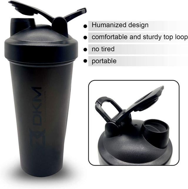 Shaker Bottle with Shaker Balls Leak Proof Drink Shaker Bottle Ideal for Workout Supplements,Protein Powder, BPA Free, Nutrition, Portable Fitness Bottle for Fitness Enthusiasts Athletes（600Ml,20-Oz.)