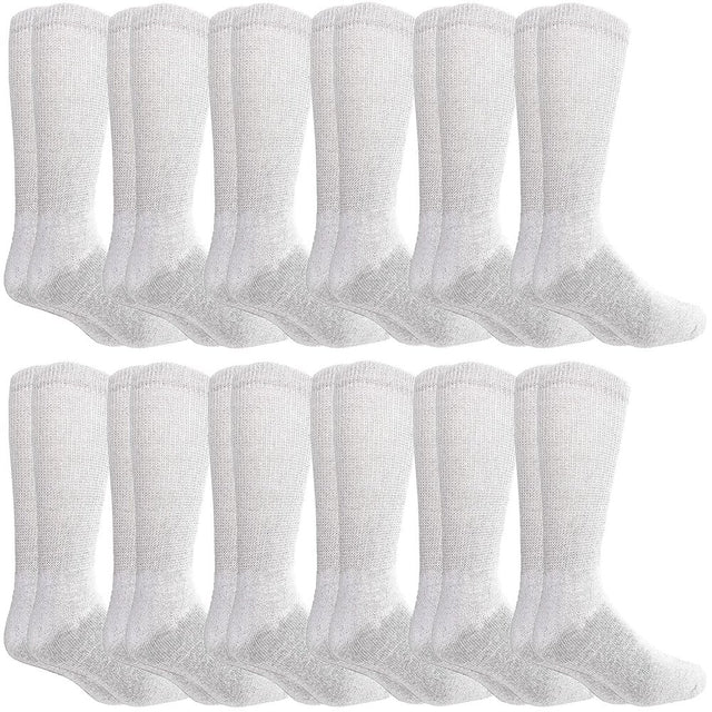 Yacht&Smith Diabetic Socks for Men, Superior Comfort, Loose Fit, Neuropathy Edema (12 Pairs White)