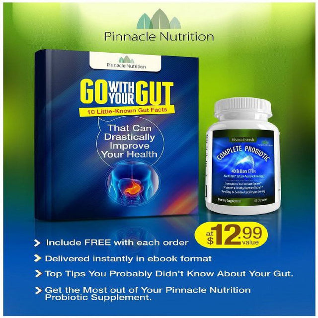 Pinnacle Nutrition 40 Billion Cfus Probiotics - Lactobacillus Acidophilus Premium Digestive Supplement to Reduce Gas, Bloating, & Constipation in Men, Women. 60 Capsules, Moneyback Guarantee Included