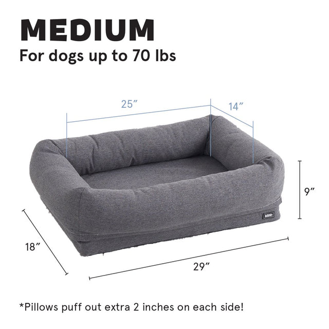 BARK 2-In-1 Memory Foam Cuddler Dog Bed | Plush Orthopedic Joint Relief Crate Lounger or Donut Pillow Bed, Machine Washable + Removable Cover | Waterproof Lining | Includes Toy