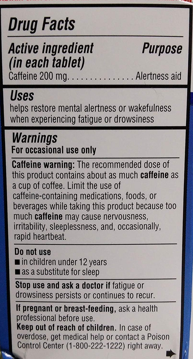 Equate - Stay Awake - Alertness Aid with Caffeine | Maximum Strength | Reduces Fatigue - 80 Tablets 200 Mg (Pack of 2) (3)