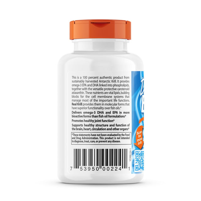 Doctor'S Best Real Krill, Non-Gmo, Gluten Free, Highly Active Omega-3'S, 60 Softgels