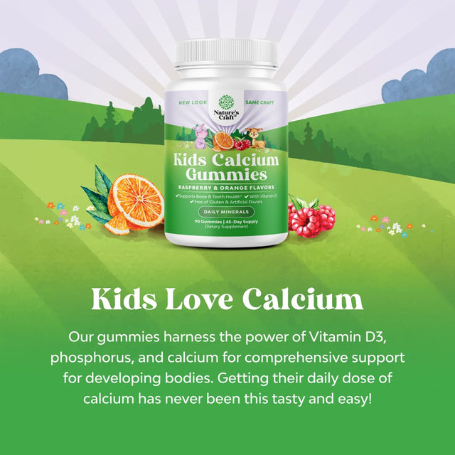 Delicious Kids Calcium Gummies - Toddler Vitamin D and Calcium Gummies for Children - Kids Vitamin Gummies with Calcium and Vitamin D for Muscle Bone and Teeth Development - Kosher Childrens Gummies