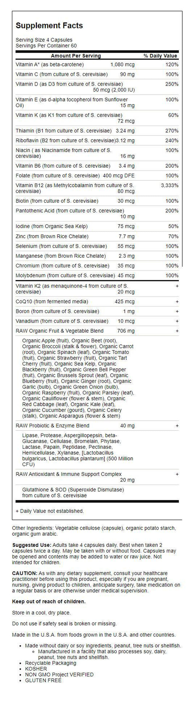 Garden of Life Vitamin Code 50 & Wiser Women'S Multi, 240 Capsules