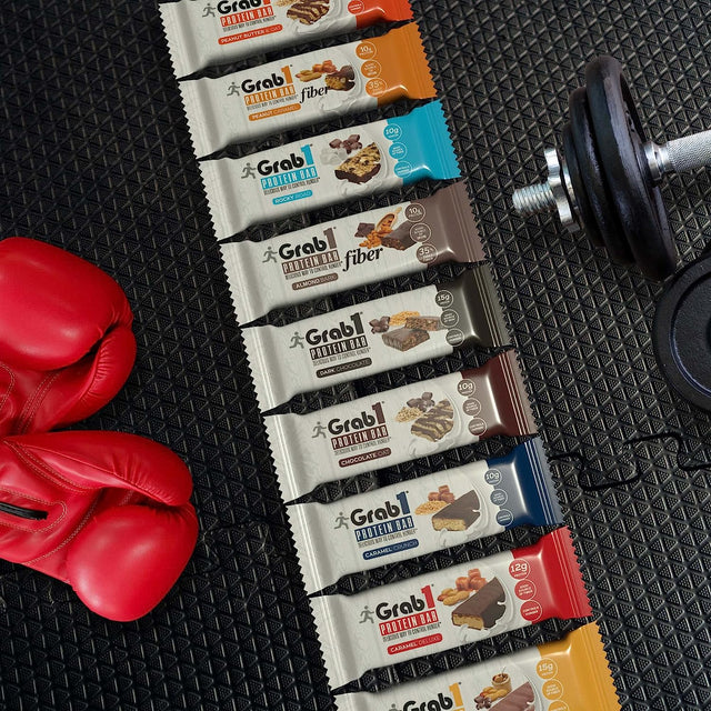 Grab1 High Fiber Protein Bars | 9 Grams Fiber | 10 Grams Protein | Peanut Caramel Flavor (2 Pack - 10 Bars) Controls Hunger | Delicious Tasting (For Real!) | Lower Net Carbs | Low Calorie | Certified Kosher