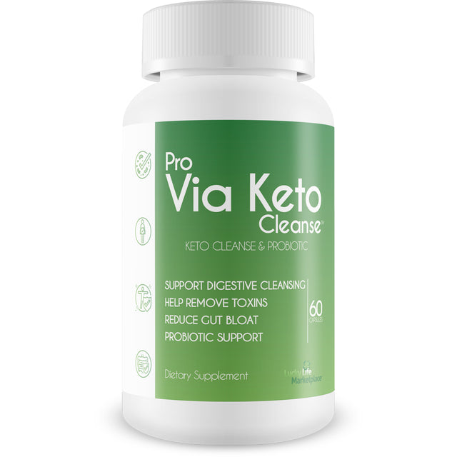 Pro via Keto Cleanse - Help Remove Toxins & Impurities - Plant-Based Natural Keto Cleanse with Probiotic Support - Support Digestive Cleansing & Reduced Gut Bloat - Aid Waste Removal & Detoxification