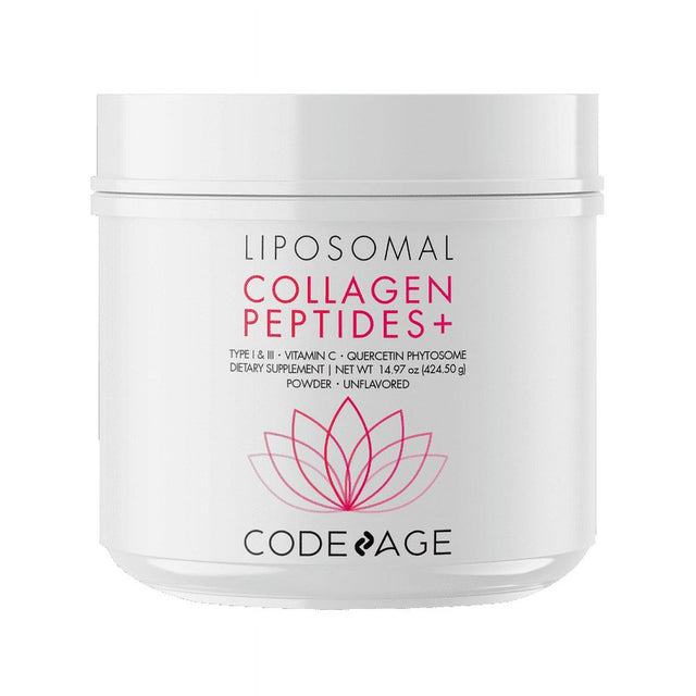 Codeage Liposomal Collagen Peptides Powder + Vitamin C, Quercetin Phytosome, Phospholipids, 14.97 Oz