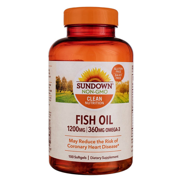 Sundown Fish Oil 1200 Mg, Omega-3 Dietary Supplement, Supports Heart Health, 100 Softgels (Packaging May Vary)