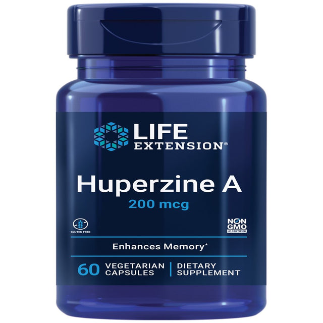 Life Extension Huperzine a 200 Mcg – Huperzine a Supplement for Brain Health and Enhance Memory – Toothed Clubmoss Herb Extract Formula - Gluten-Free, Non-Gmo, Vegetarian – 60 Capsules