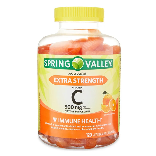 Spring Valley Extra Strength Vitamin C Dietary Supplement Vegetarian Gummies, Orange, 500 Mg, 120 Ct