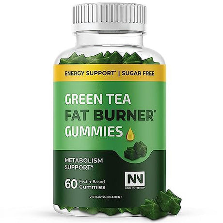 Nobi Nutrition Green Tea Fat Burner Gummies for Weight Loss | Metabolism Boost & Appetite Suppressant with Green Coffee Bean Extract & Garcinia Cambogia | Pills to Burn Belly Fat for Women & Men