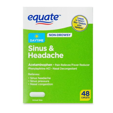 Equate Daytime Non-Drowsy Sinus & Headache Caplets, 48 Count