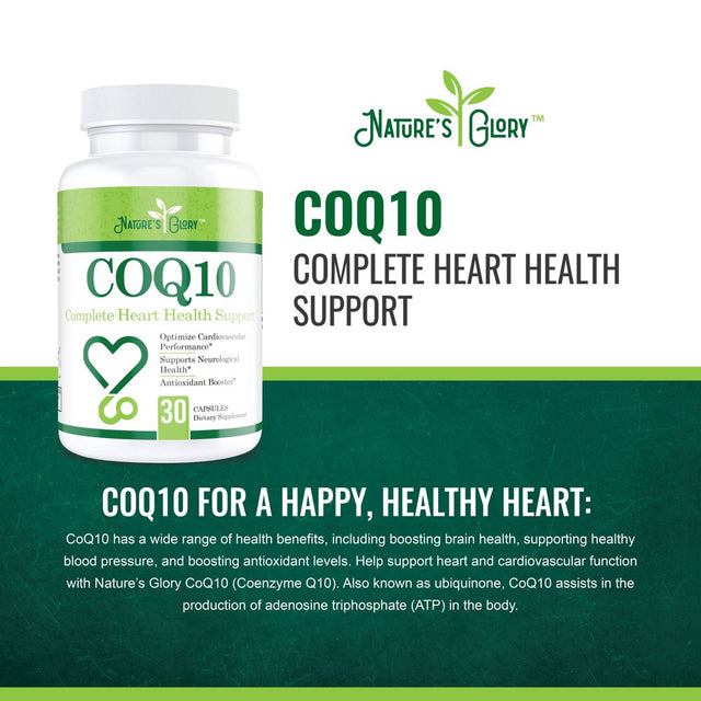 Coq10 Capsules - Promotes Heart & Brain Health for Increased Energy and Stamina – Powerful Antioxidant, Non-Gmo, Dietary Supplement - 30 Capsules