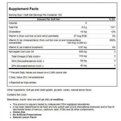 Solar D Gems 4000 IU (100 Mcg) Vitamin D3 plus Omega-3S 120 Soft Gels, by Carlson