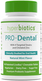 Hyperbiotics Pro-Dental W/ 4 Targeted Strains & Chelated Zinc - Clinically Studied for Oral Health - Natural Mint Flavor - 90 Livebac Chewable Tablets