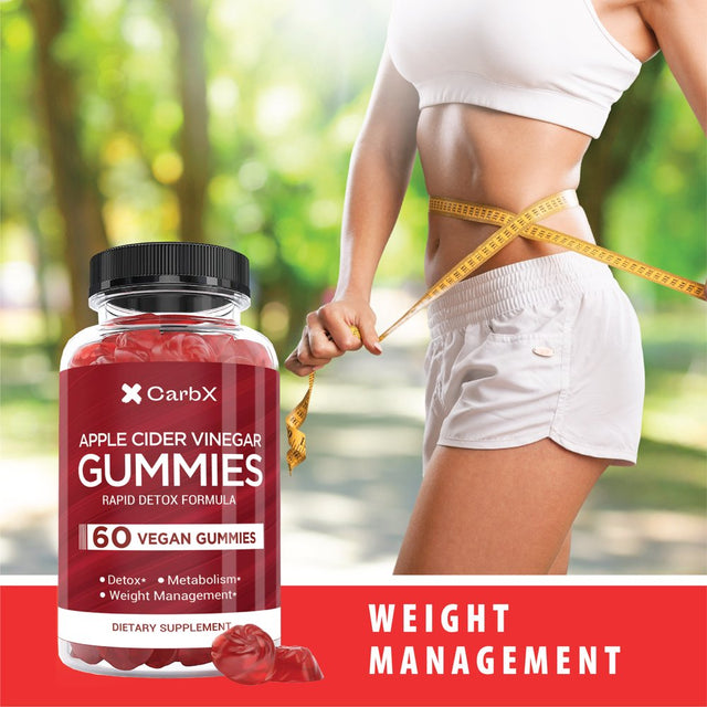 Carbx Apple Cider Vinegar Gummies - Rapid Detox Formula - Weight Management & Boosts Metabolism - Helps Detox and Cleanse - Gluten & GMO Free - Vegan Friendly (3-Bottles)