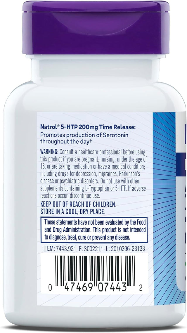 Natrol 5-HTP 200Mg, Dietary Supplement Helps Support a Balanced Mood, 60 Time Release Tablets, 60 Day Supply