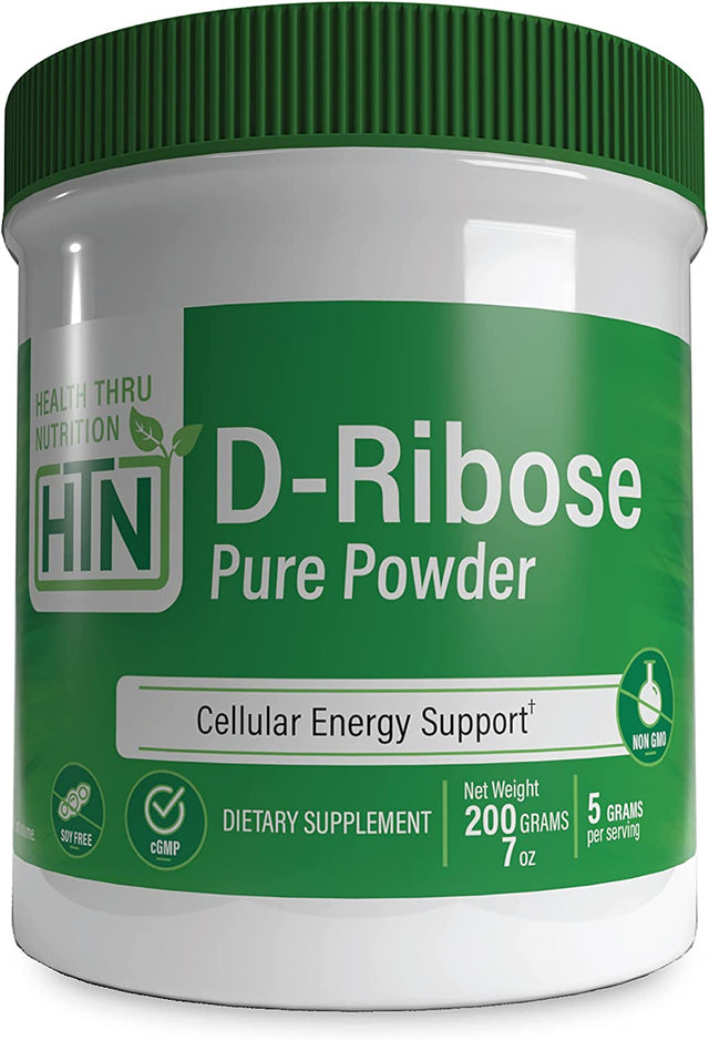 Health Thru Nutrition D-Ribose Pure Powder | Cellular Energy Support | Non-Gmo Gluten and Soy Free 200G