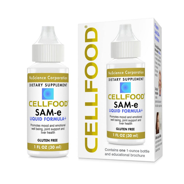 Cellfood Sam-E Liquid Formula+, 1 Fl Oz - Joint Support & Liver Health - Liquid for Easier Absorption & Better Bioavailability - Gluten Free, Non-Gmo - 30-Day Supply