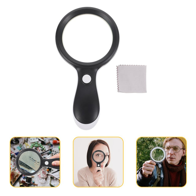 Handheld Lighted Magnifier 10X Magnifying Glass Home Reading Magnifying Glass