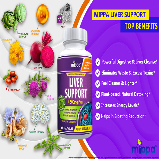 Liver Support, Milk Thistle, Beetroot, Dandelion, Powerful Ingredients, Assists Digestive Enzymes, Herbal Liver Cleanse, Energy, Bloating Reduction, Detox, Eliminates Toxins, Feel Cleaner and Lighter