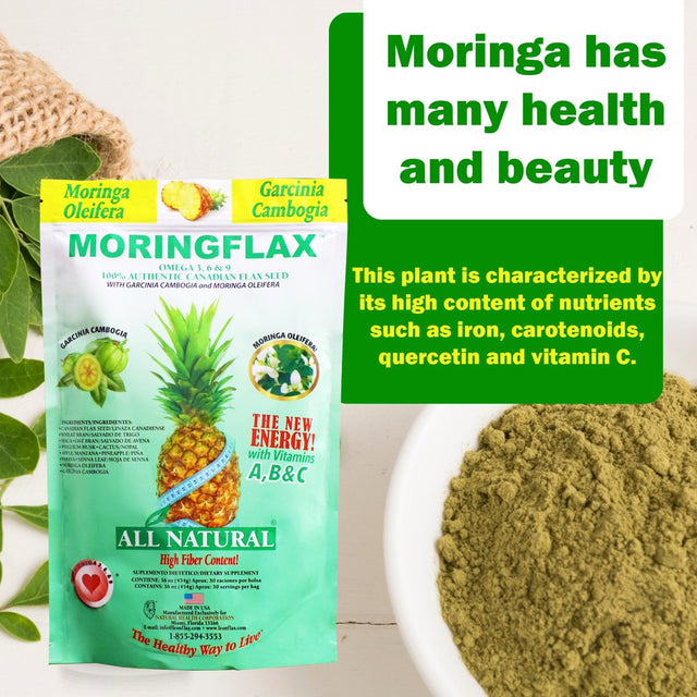 Moringflax 100% Canadian Flax Seed with Garcinia Cambogia & Moringa Oleifera, Herbal Supplement, 16 Oz