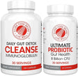 Silver Fern Gut Rehab Kit - 30 Day Supply - Cleanse Daily Detox (1 Bottle = 120 Capsules) & Ultimate Probiotic (1 Bottle = 60 Capsules) - Immunoglobulins & Spore Forming Probiotics