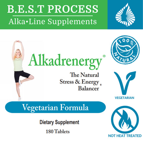 Alkadrenergy — Morter Healthsystem Best Process Alkaline — Multivitamin & Adrenal Support with Ginseng, Adaptogens, Bioflavonoids, PABA & RNA-DNA Complex