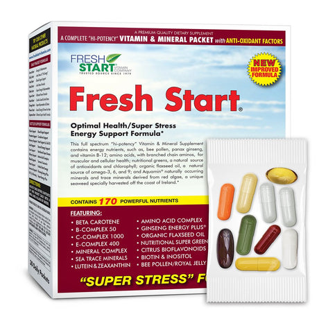 Fresh Start Complete Daily Vitamin Pack - Energy Booster & Stress Support (30 Packets)