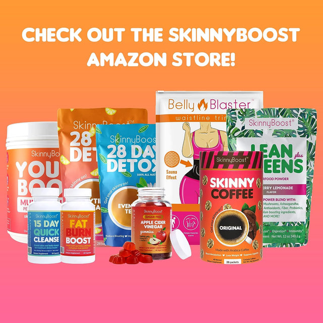 Skinnyboost 28 Day Detox Tea Kit-1 Daytime (28 Bags) 1 Evening (14 Bags) Non GMO, Vegan, All Natural Teas, Made with Green Tea and Herbal Teas for Natural Detox and Cleanse, Reduce Bloating