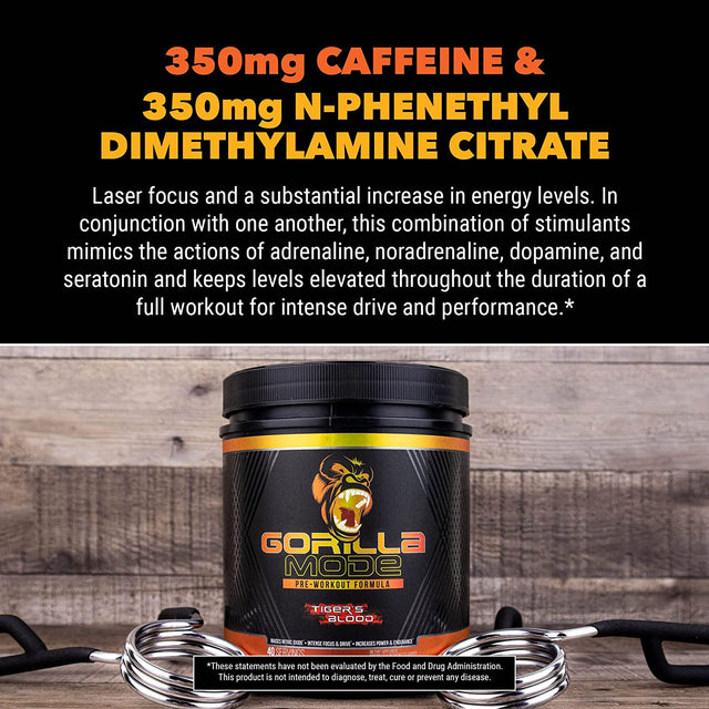 Gorilla Mode Pre Workout - Massive Pumps · Laser Focus · Energy · Power - L-Citrulline, Creatine, Glycerpump™, L-Tyrosine, Agmatine, Kanna, N-Phenethyl Dimethylamine Citrate - 574 Grams (Bombsicle)