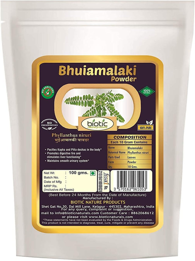 Biotic Bhumi Amla Powder (Phyllanthus Niruri) Bhoomi Amla/Bhuiamlaki Powder - 100 Gm