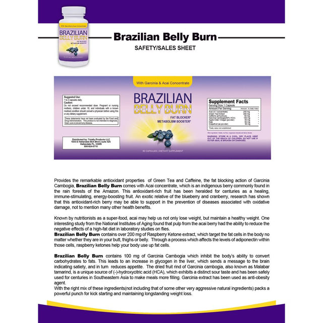 Brazilian Belly Burn Acai All Pure Diet Pill (Pack of 2)