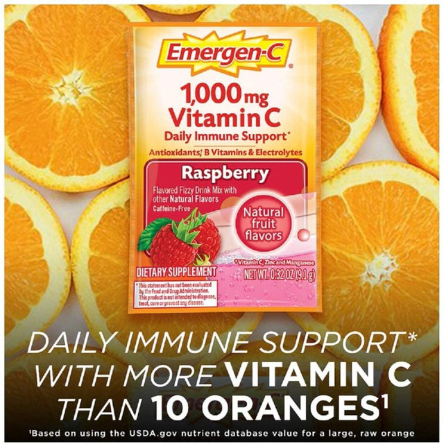 Emergen-C Raspberry Fizzy Drink Mix, 30 Pack