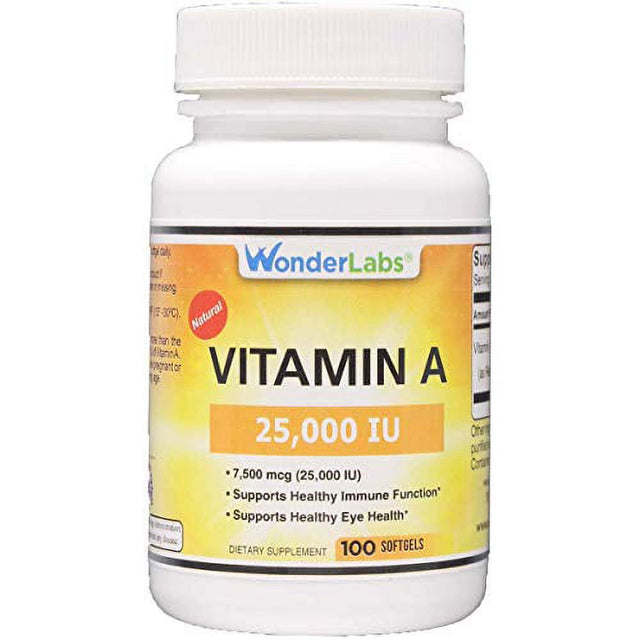 Natural Vitamin a Oil 25,000 IU, as Retinyl Palmitate, from Cod Fish Liver Oil – 100 Softgels