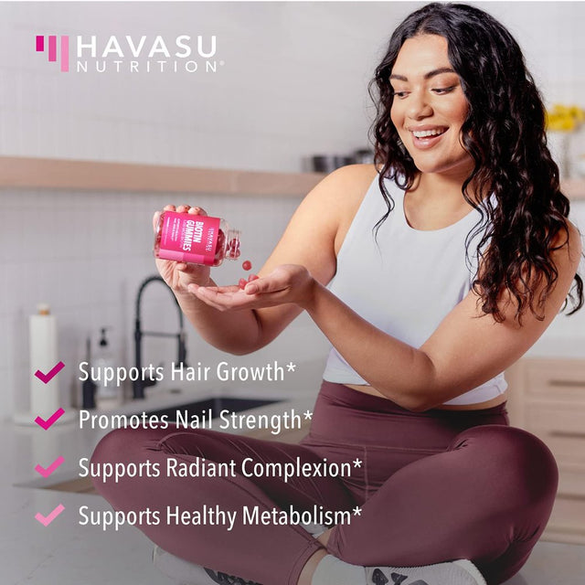 Havasu Biotin Gummies | 5000Mcg Biotin Gummies for Women | Hair, Skin & Nails Supplement, 90Ct