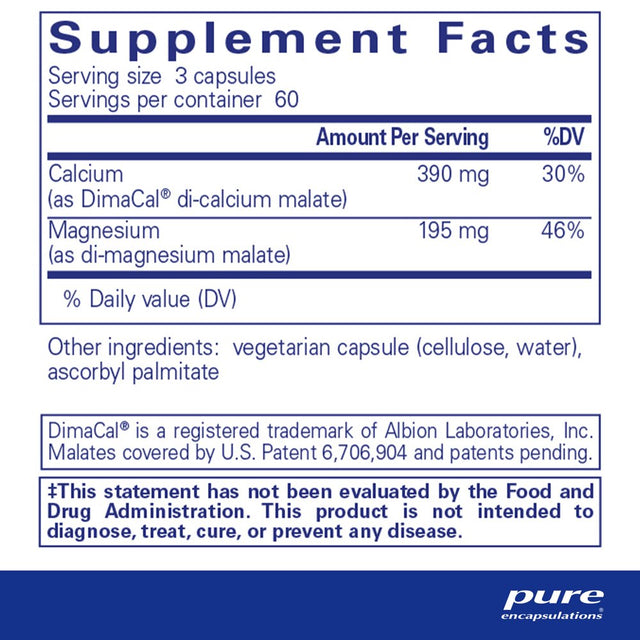 Pure Encapsulations Cal/Mag (Malate) 2:1 | Calcium and Magnesium Supplement in a 2-To-1 Ratio to Support Bones and Cardiovascular Health* | 180 Capsules