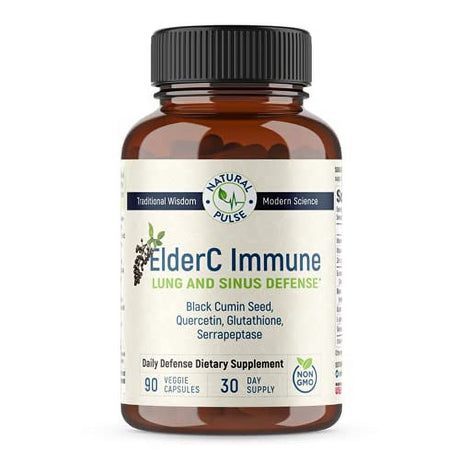 Natural Pulse Elderc Immune 90 Capsules Sinus & Lung Support Glutathione + Elderberry + Quercetin Complete Respiratory Support