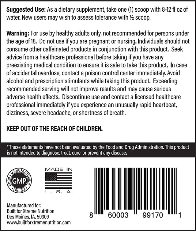 BFX Energy Pre Workout Powder Supplement (Blackberry Lemonade) with BCAA, Electrolytes, and Green Tea Leaf for Natural Caffeine, Intra and Post Workout Muscle Recovery, 30 Servings