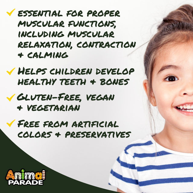 Naturesplus Animal Parade Source of Life Sugar-Free Magkidz Children'S Magnesium Supplement - Natural Cherry Flavor - 90 Chewable Tablets - Bone & Muscle Health Support - Gluten-Free - 45 Servings