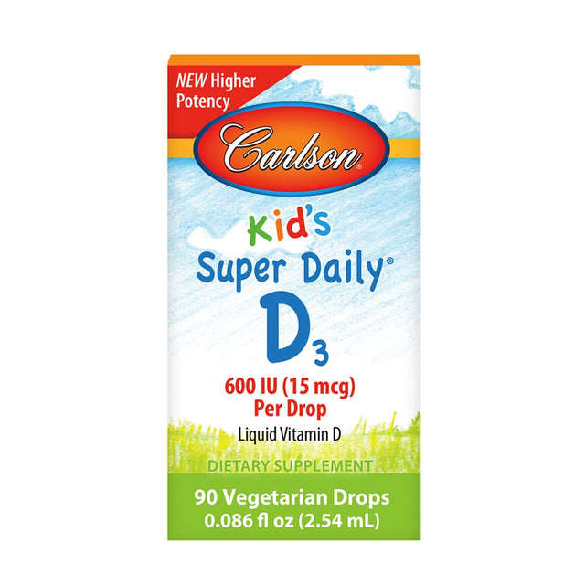 Carlson - Kid'S Super Daily D3, Vitamin D Drops, 600 IU (50 Mcg) per Drop, Vegetarian, Unflavored, 90 Drops