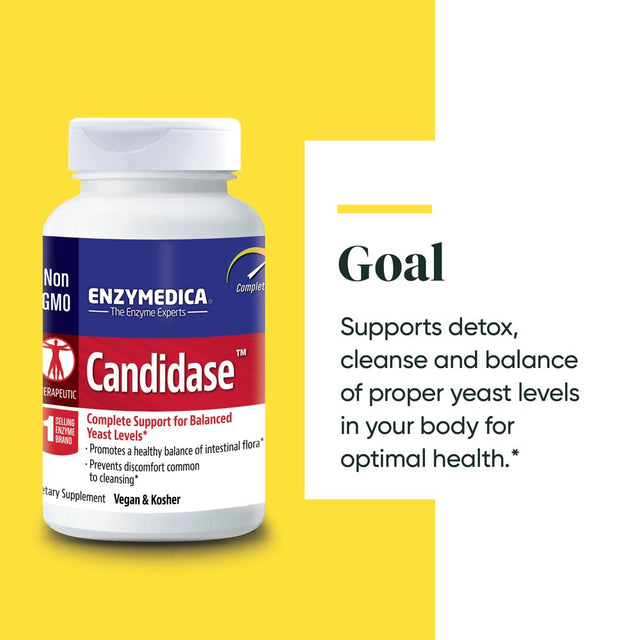 Enzymedica, Candidase, 120 Capsules, Enzyme Supplement to Support Balanced Yeast Levels and Digestive Health, Vegan, 60 Servings